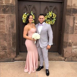 Blush strapless full length formal dress